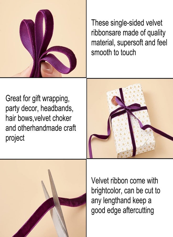Craftdady 50 Yards Purple 3/8" Velvet Ribbons for Decoration Ornament Soft Single Face Velvet Ribbons for Gift Wrapping 10mm Flower Bouquet Ribbon for Choker Hair Bows Wreath DIY Crafts - Image 4
